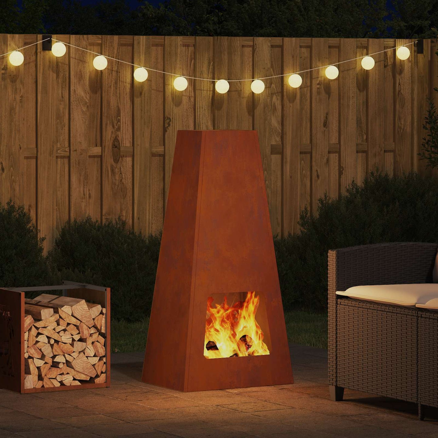 Braciere Vidaxl marrone 50 x 35 x 100 cm in acciaio corten