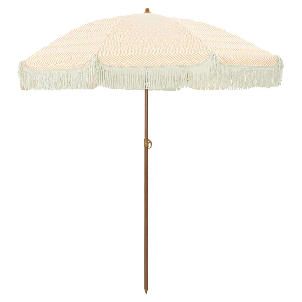 Vidaxl strandparasol geel en wit 160 x 160 x 196 cm polyester en staal