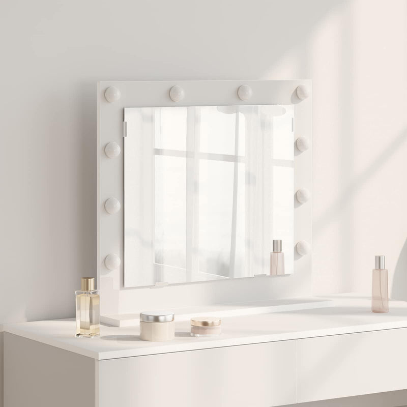 Specchio per il trucco Vidaxx bianco 60 x 55 x 18 cm vetro e legno con plastica