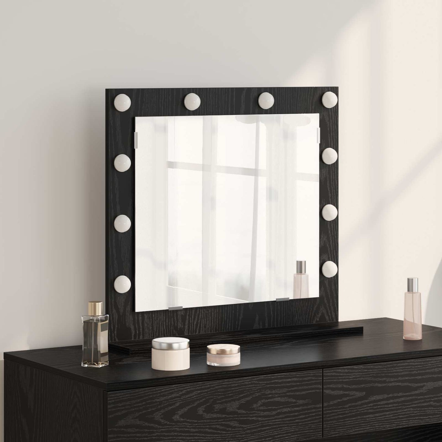 Vidaxx espejo de maquillaje rectangular roble negro 60 x 55 x 18 cm
