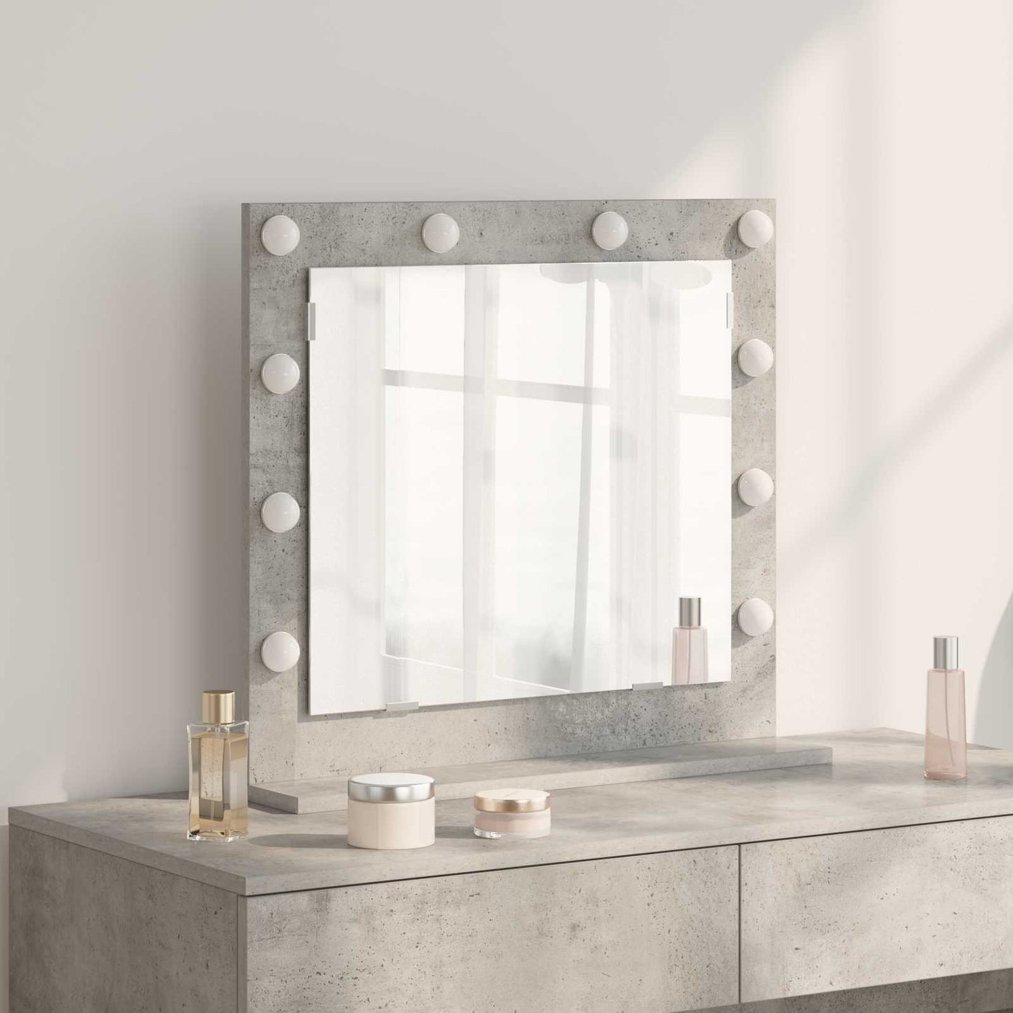 Vidaxx espejo de maquillaje rectangular gris hormigón 60 x 55 x 18 cm