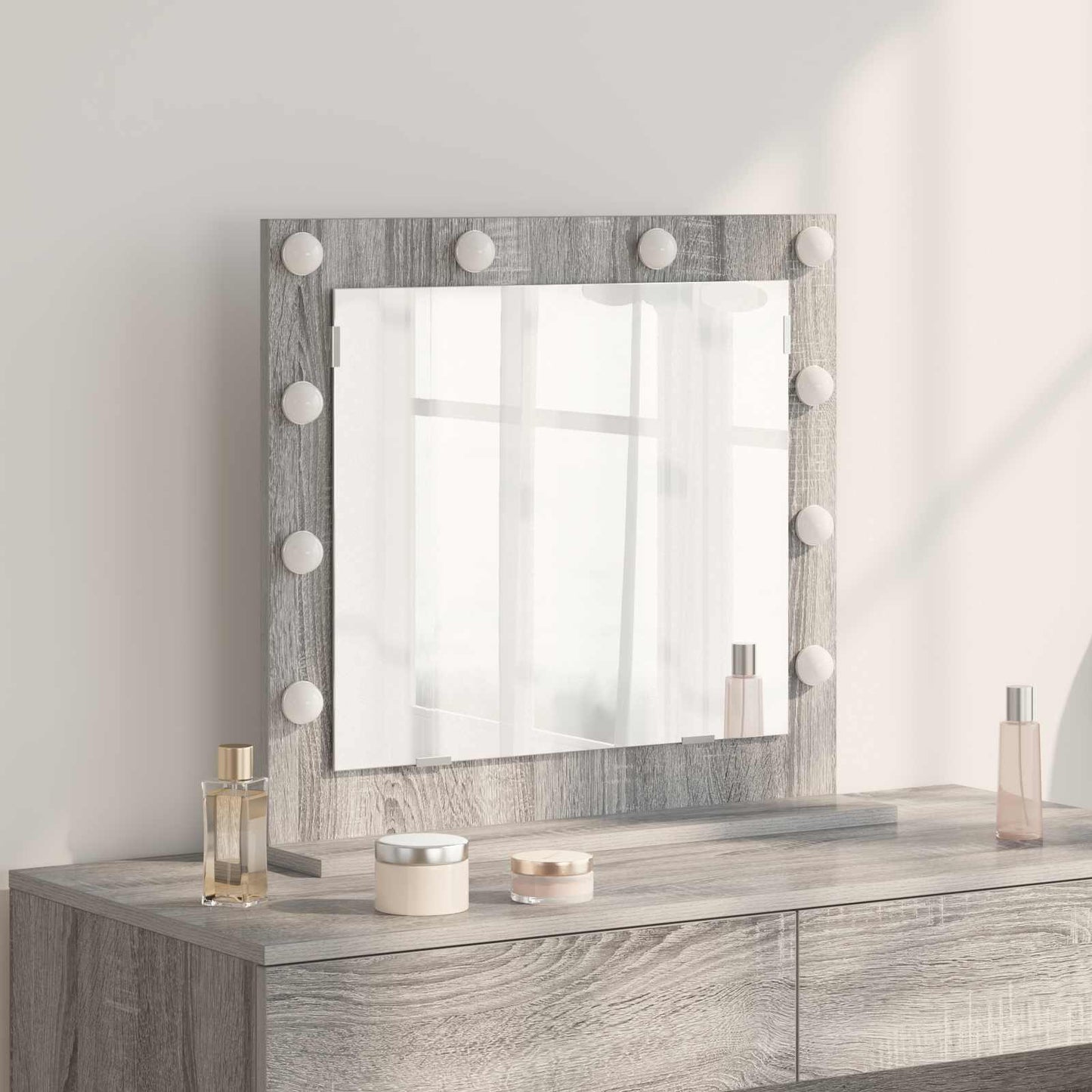 Specchio per il trucco Vidaxx rettangolare grigio Sonoma 60 x 55 x 18 cm
