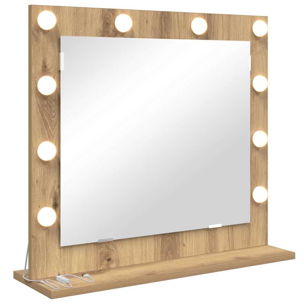Vidaxx espejo de maquillaje rectangular roble artesanal 60 x 55 x 18 cm