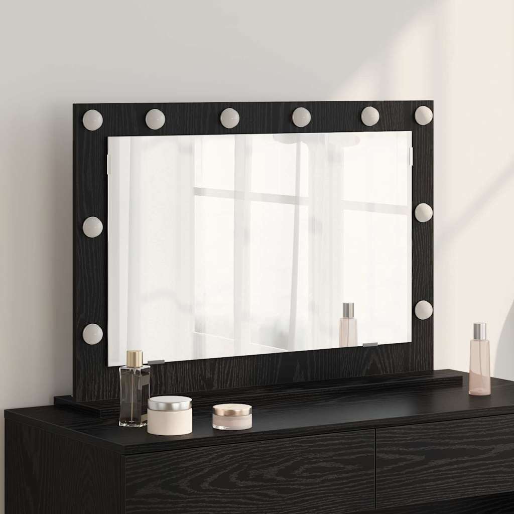Vidaxx espejo de maquillaje rectangular roble negro 80 x 15 x 18 cm