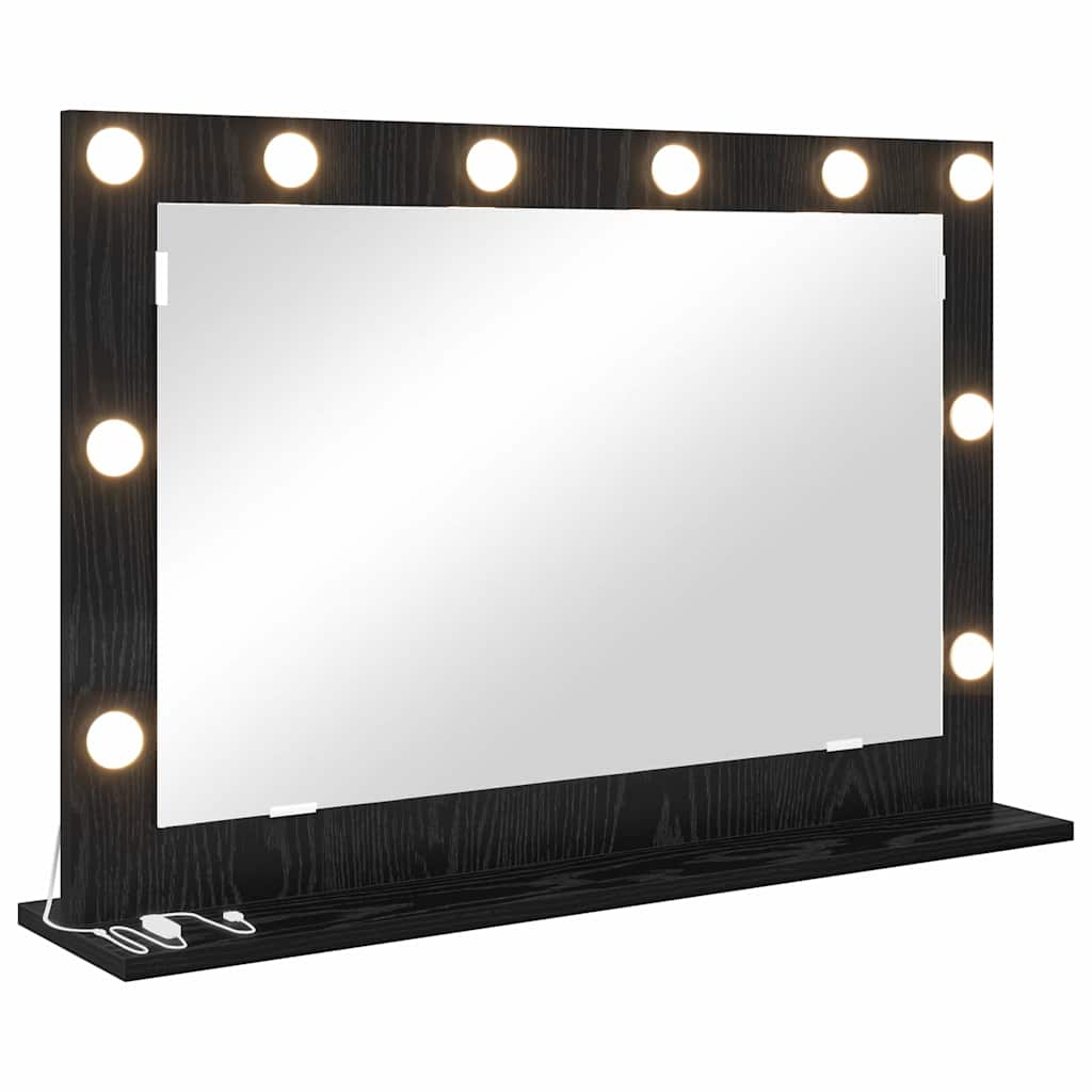 Vidaxx espejo de maquillaje rectangular roble negro 80 x 15 x 18 cm
