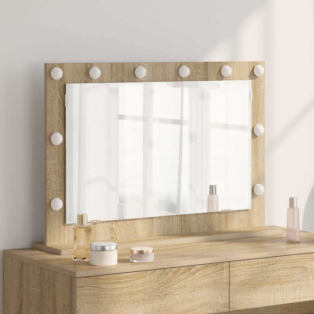 Vidaxx espejo de maquillaje rectangular roble sonoma 80 x 55 x 18 cm