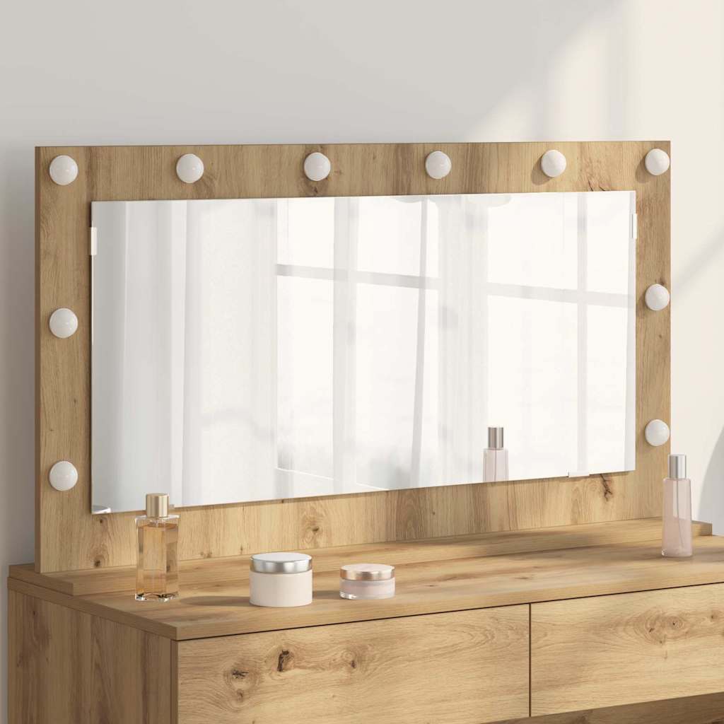 Specchio per il trucco Vidaxx rettangolare rovere artigianale 100 x 55 x 18 cm