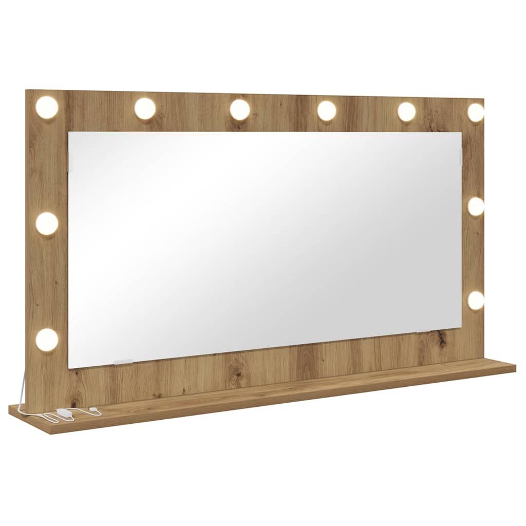 Vidaxx espejo de maquillaje rectangular artesanal roble 100 x 55 x 18 cm