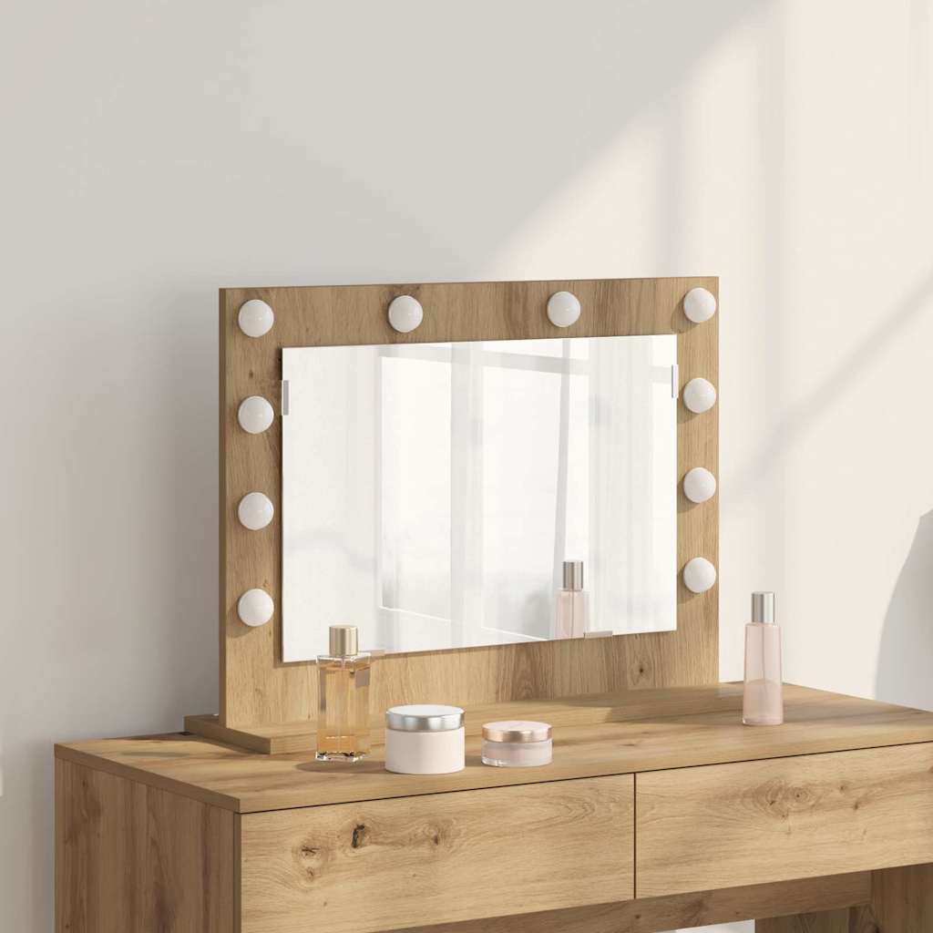 Vidaxx espejo de maquillaje rectangular roble artesanal 60 x 45 x 18 cm