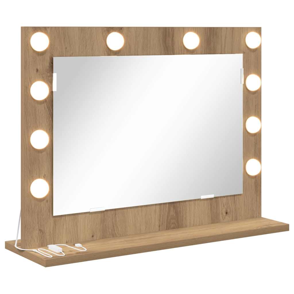 Vidaxx espejo de maquillaje rectangular roble artesanal 60 x 45 x 18 cm