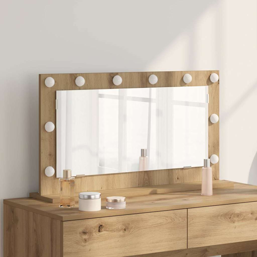 Vidaxx espejo de maquillaje rectangular roble artesanal 80 x 45 x 18 cm
