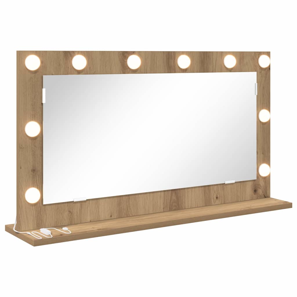Vidaxx espejo de maquillaje rectangular roble artesanal 80 x 45 x 18 cm