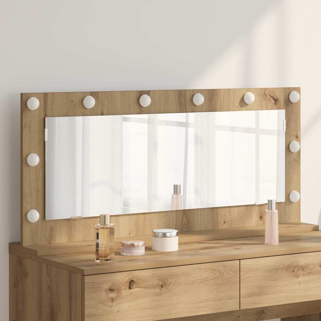 Vidaxx espejo de maquillaje rectangular artesanal roble 100 x 45 x 18 cm