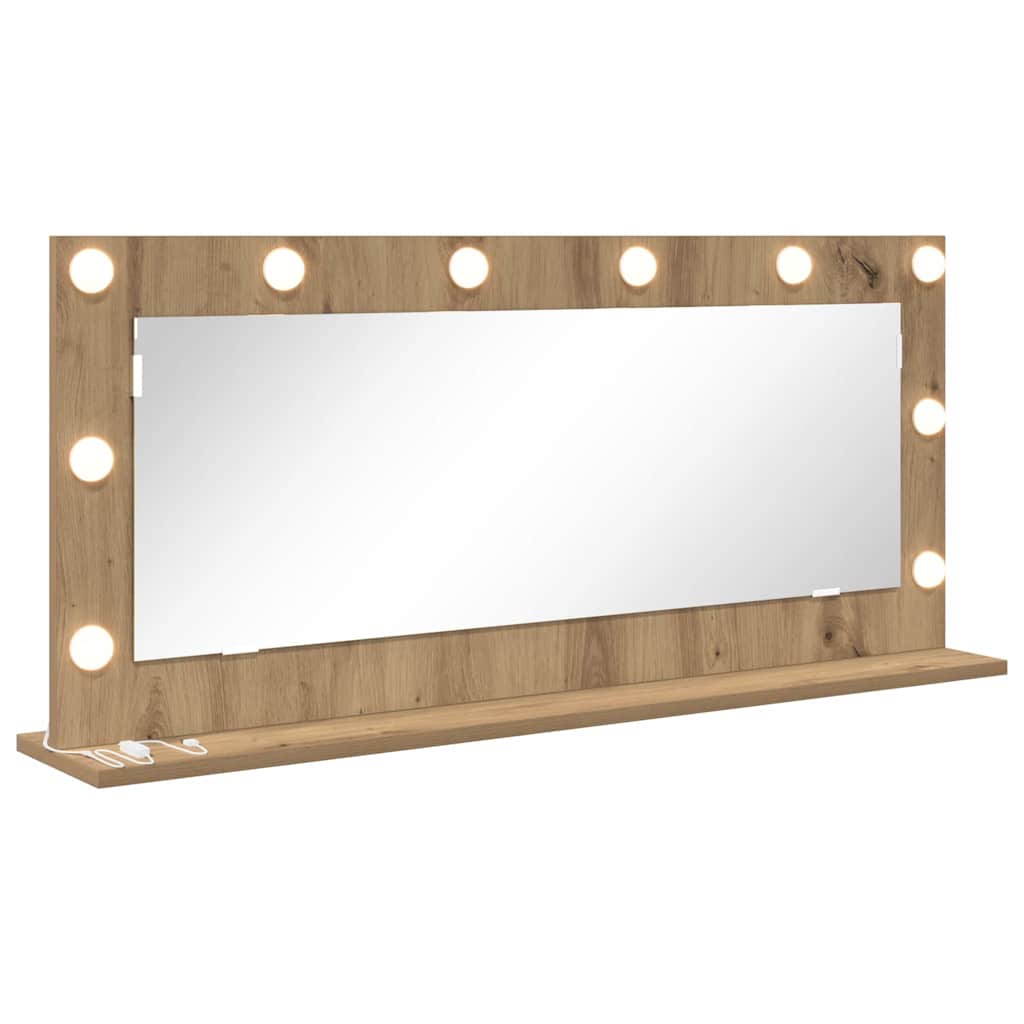 Vidaxx espejo de maquillaje rectangular artesanal roble 100 x 45 x 18 cm