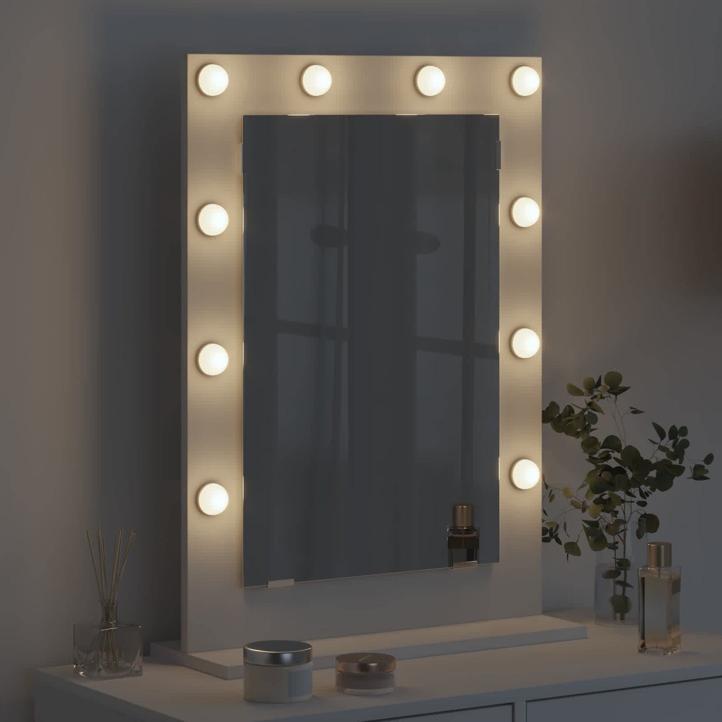 Specchio per il trucco Vidaxx bianco 70 x 50 x 18 cm vetro e legno con plastica