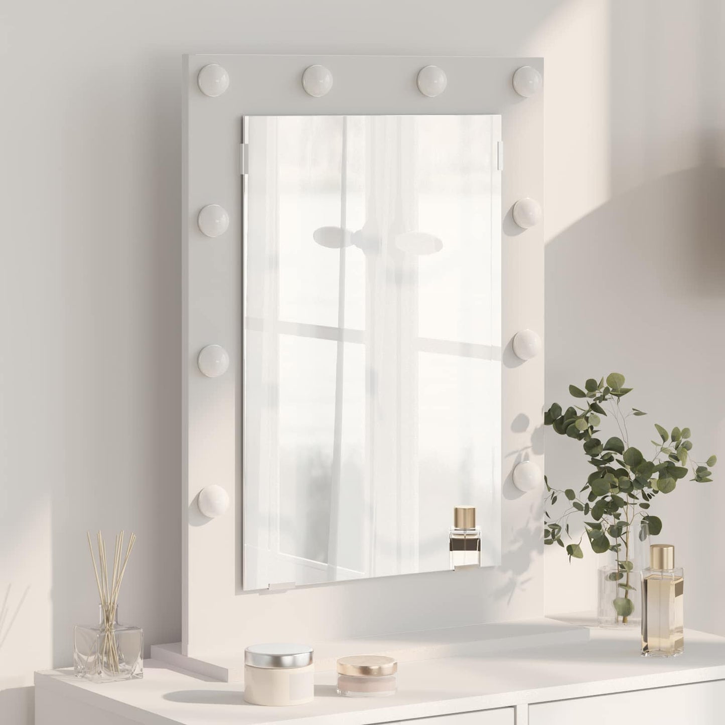 Specchio per il trucco Vidaxx bianco 70 x 50 x 18 cm vetro e legno con plastica