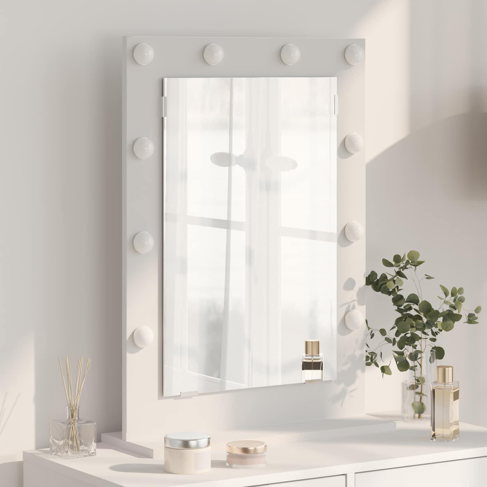 Specchio per il trucco Vidaxx bianco 70 x 50 x 18 cm vetro e legno con plastica