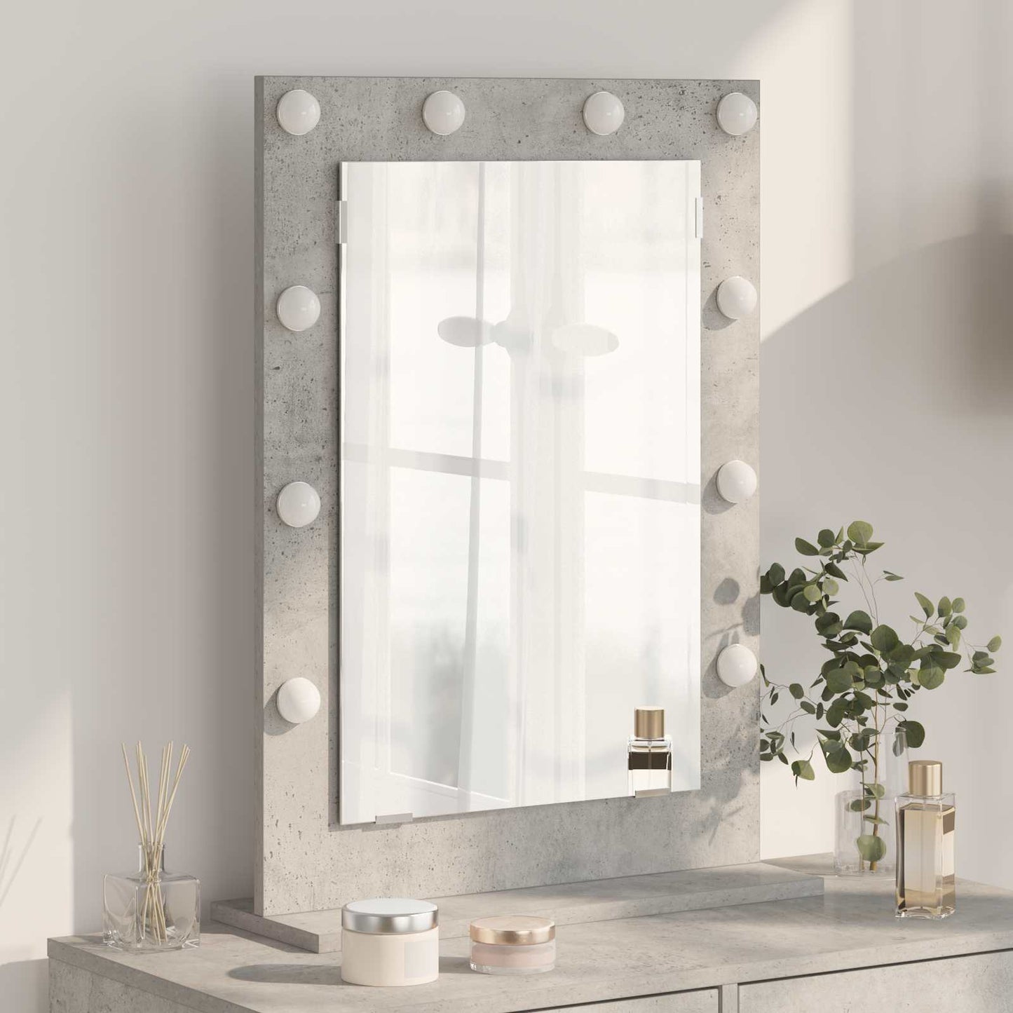 Vidaxx espejo de maquillaje rectangular gris hormigón 70 x 50 x 18 cm