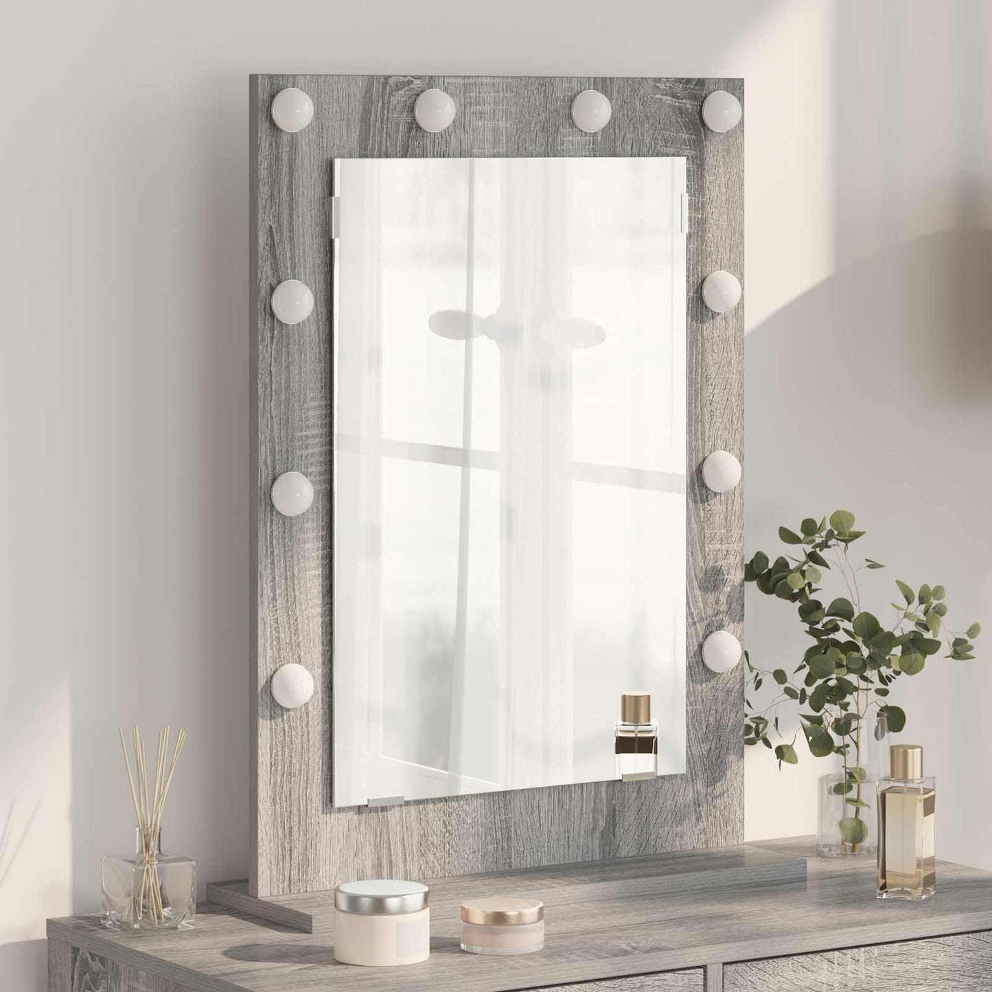 Specchio per il trucco Vidaxl rettangolare grigio sonoma 70 x 50 x 18 cm