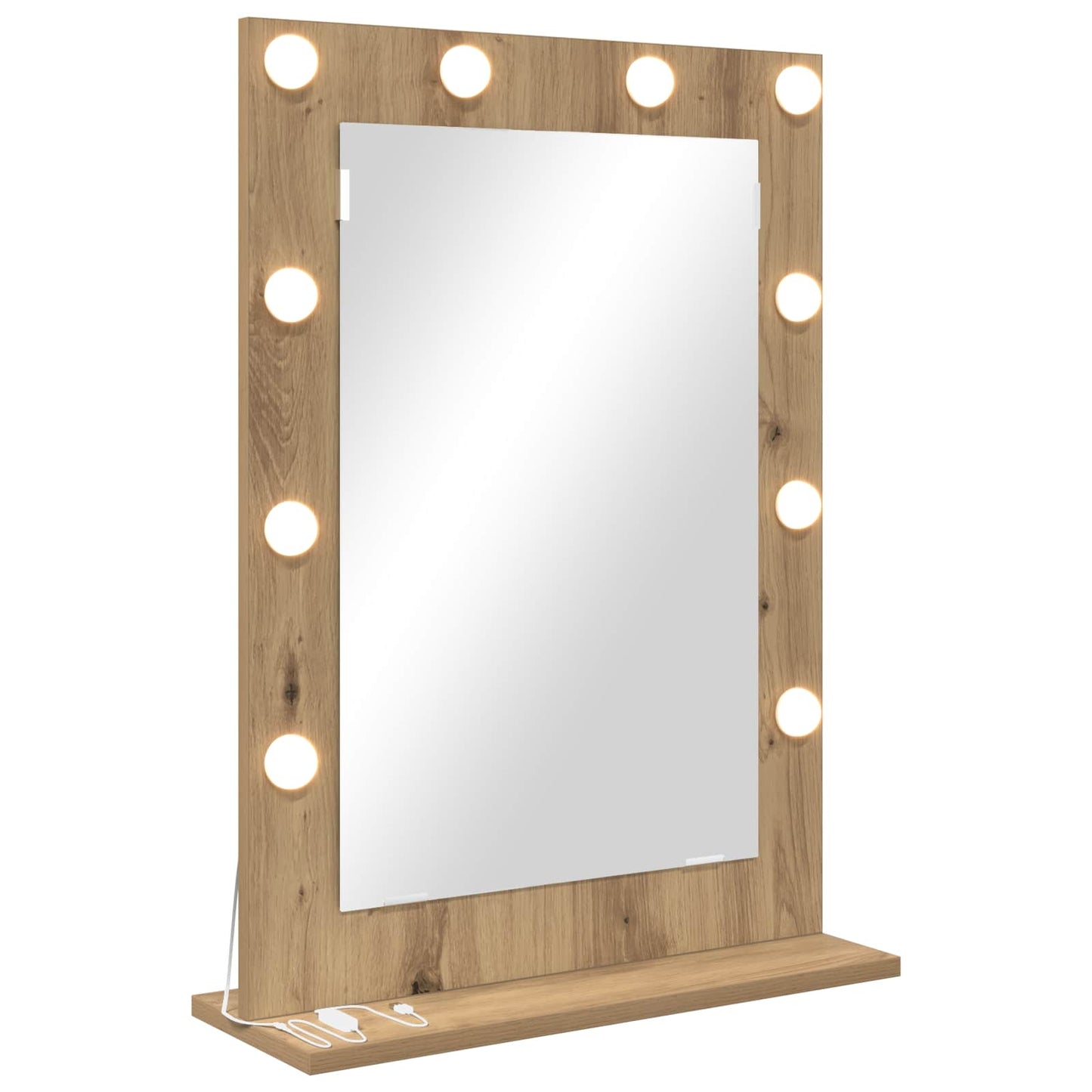 Vidaxx espejo de maquillaje rectangular roble artesanal 70 x 50 x 18 cm