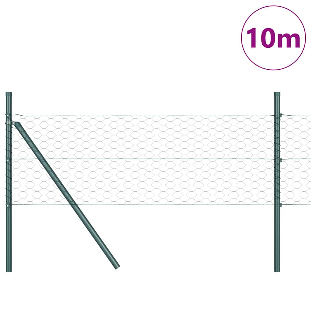 Poste para valla Vidaxl verde 10 x 0,4 m (malla 36 mm) acero y PVC