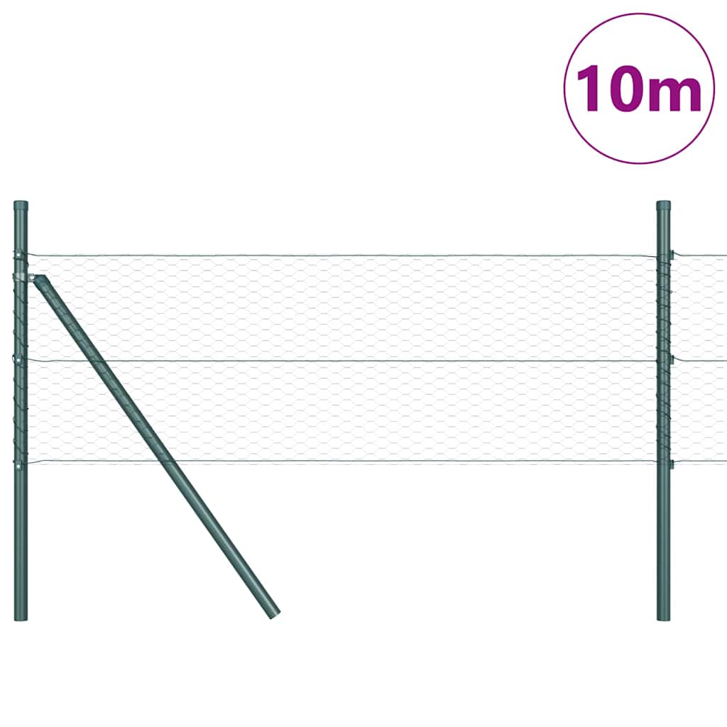 Vidaxl afrasteringspaal groen 10 x 0,5 m (25 mm gaas) staal en pvc