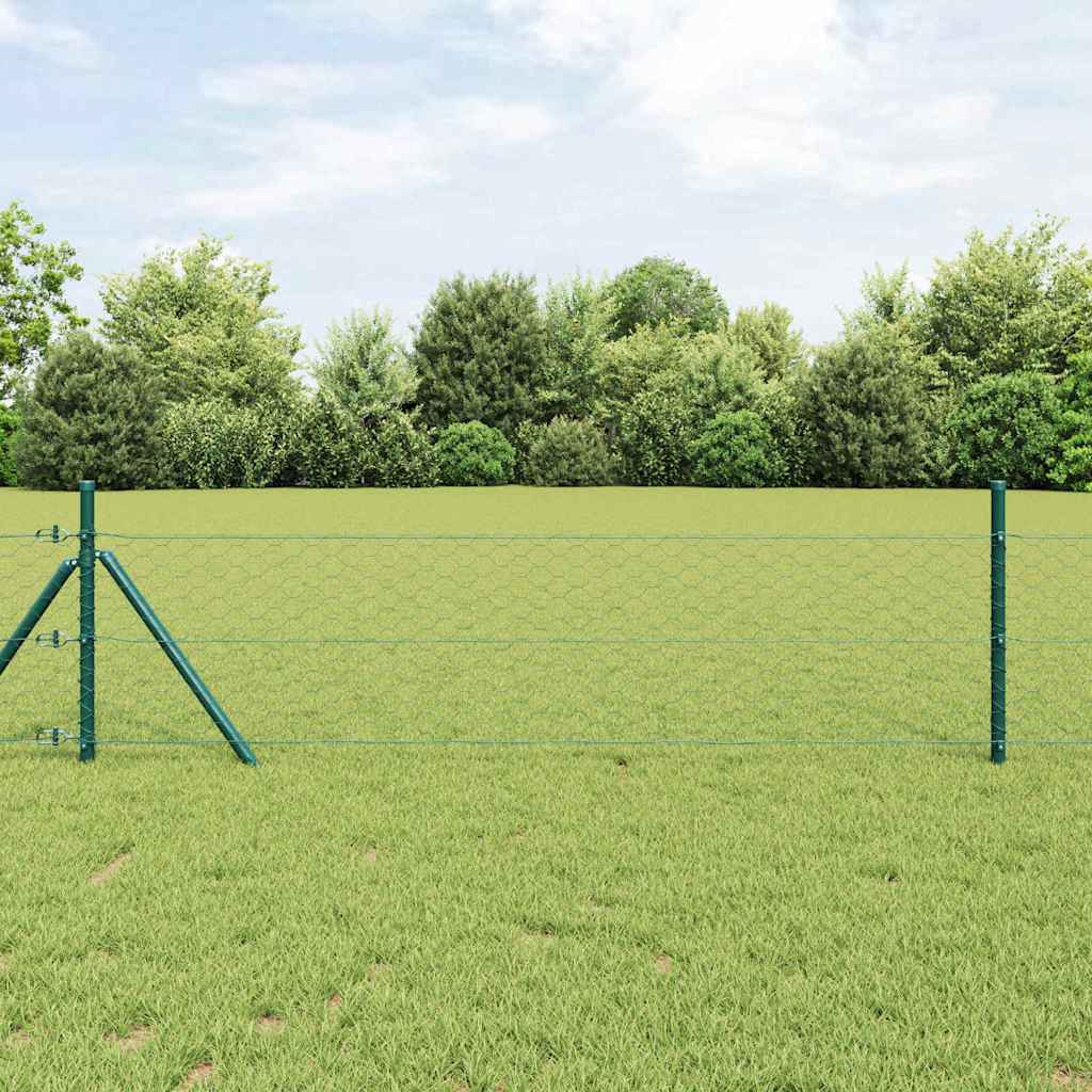 Poste para valla Vidaxl verde 10 x 0,8 m (malla 50 mm) acero y PVC