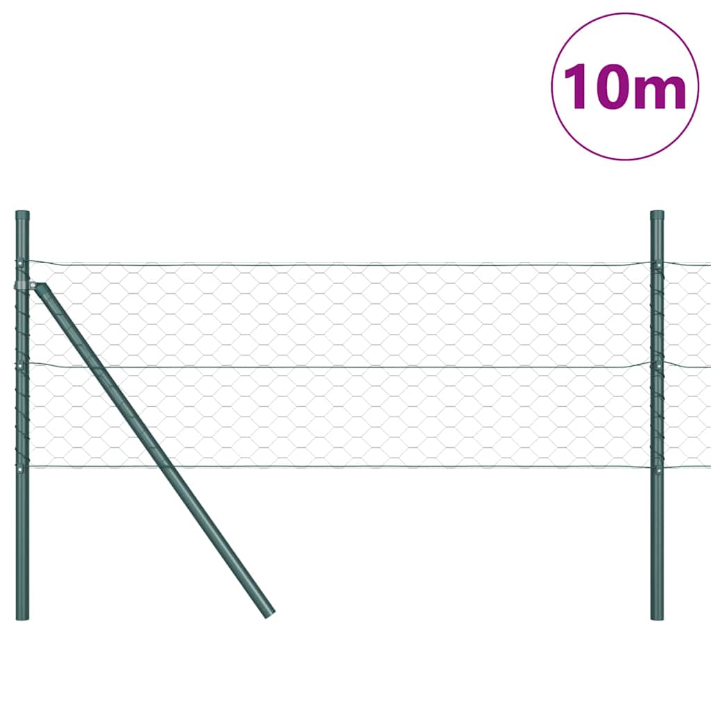 Poste para valla Vidaxl verde 10 x 0,8 m (malla 50 mm) acero y PVC