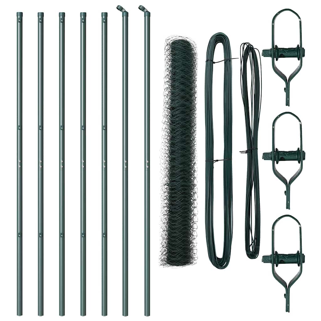 Vidaxl afrasteringspaal groen 10 x 1,2 m (50 mm gaas) staal en pvc