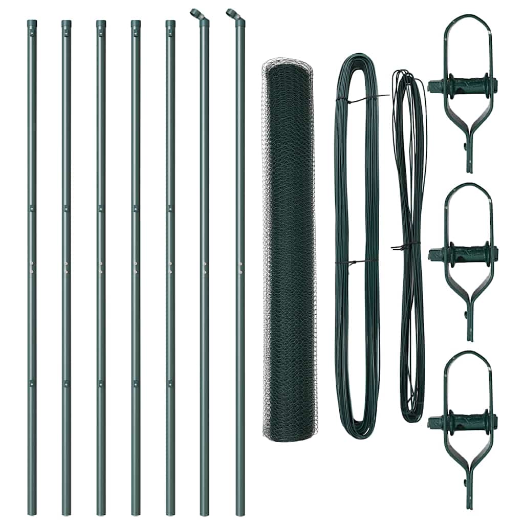 Vidaxl afrasteringspaal groen 10 x 1,4 m (13 mm gaas) staal en pvc