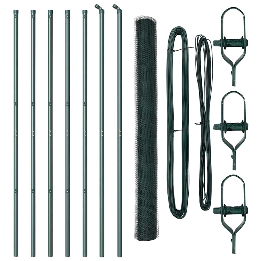 Vidaxl afrasteringspaal groen 10 x 1,5 m (13 mm gaas) staal en pvc
