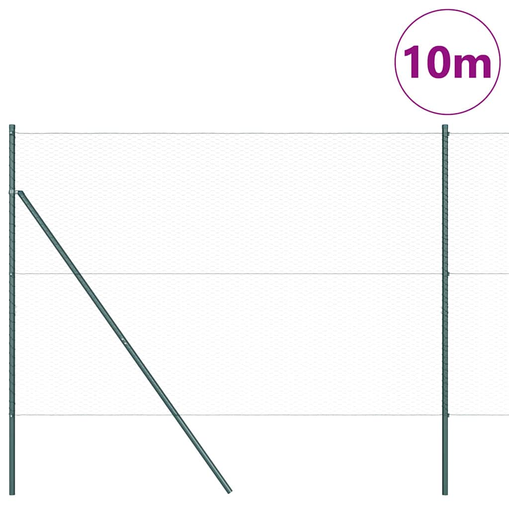 Poste para valla Vidaxl verde 10 x 1,5 m (malla 25 mm) acero y PVC