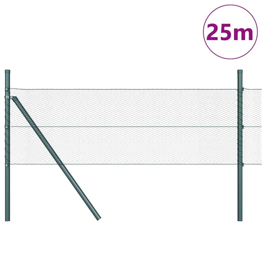 Vidaxl afrasteringspaal groen 25 x 0,4 m (13 mm gaas) staal en pvc