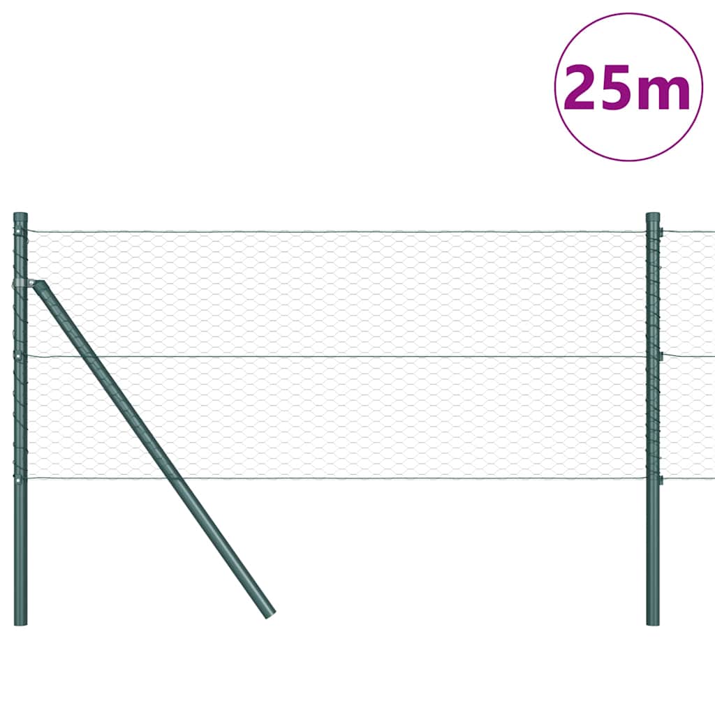 Poste para valla Vidaxl verde 25 x 0,6 m (malla 25 mm) acero y PVC