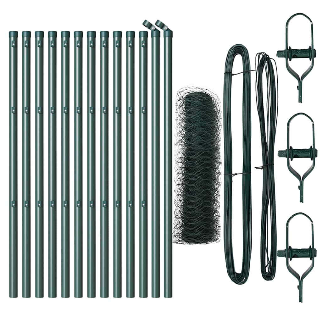 Poste para valla Vidaxl verde 25 x 0,6 m (malla 50 mm) acero y PVC