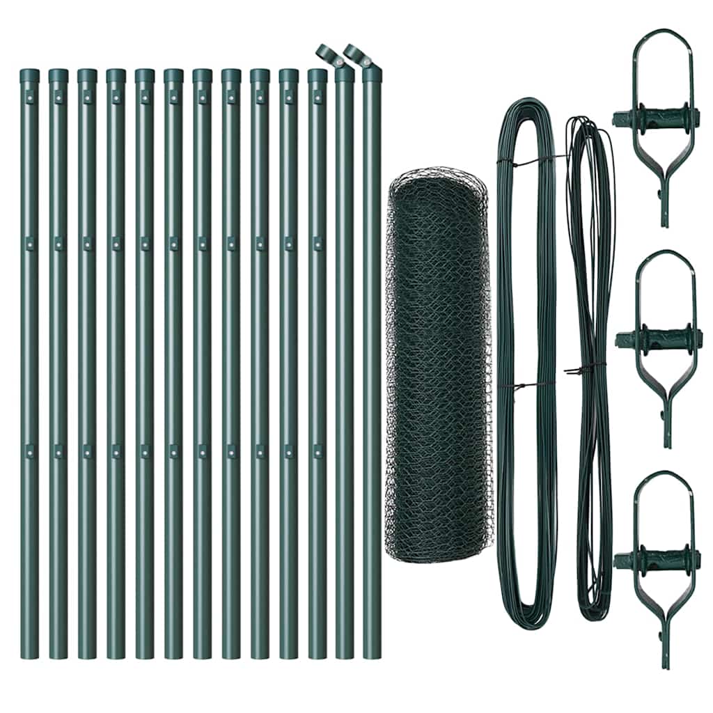 Poste para valla vidaxl verde 25 x 0,8 m (malla 25 mm) acero y PVC