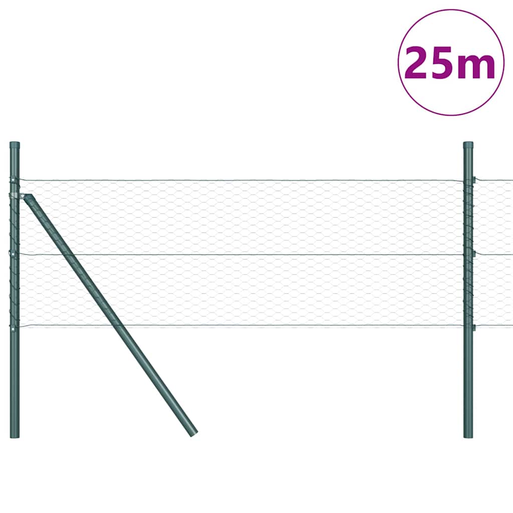 Poste para valla vidaxl verde 25 x 0,8 m (malla 25 mm) acero y PVC