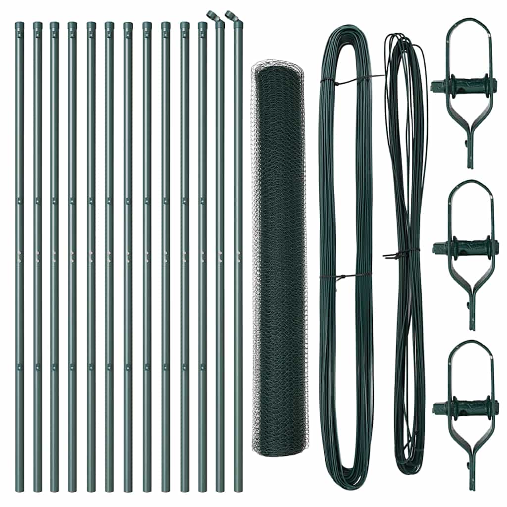 Poste para valla Vidaxl verde 25 x 1,4 m (malla 25 mm) acero y PVC