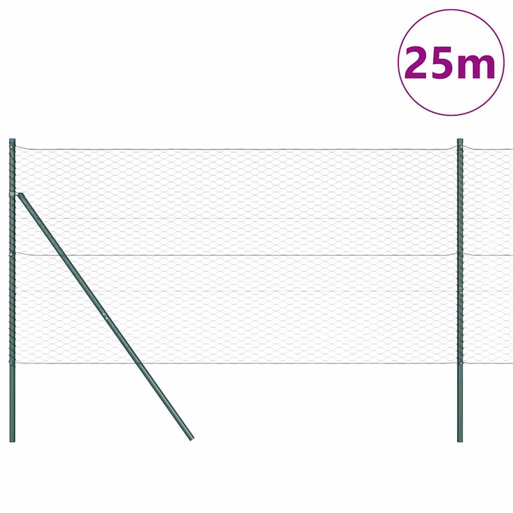 Vidaxl afrasteringspaal groen 25 x 1,4 m (36 mm gaas) staal en pvc