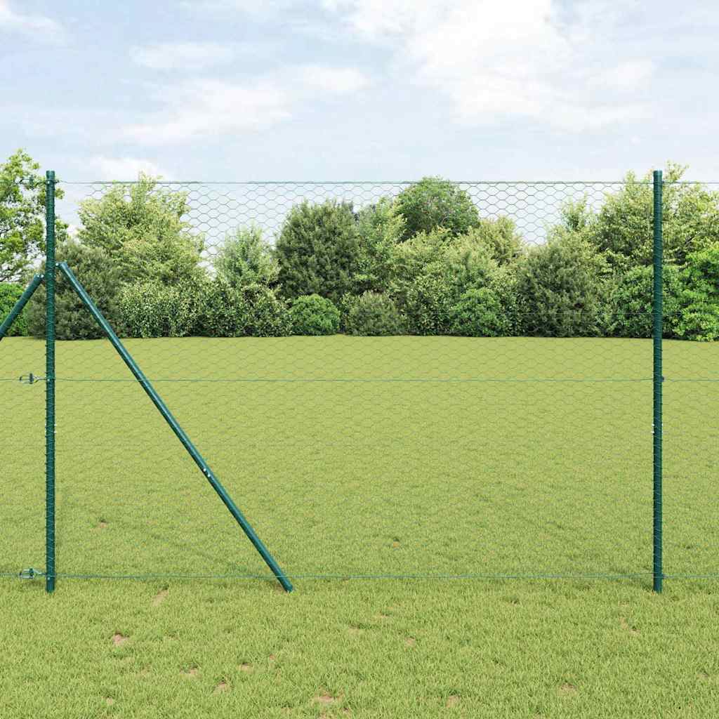 Poste para valla Vidaxl verde 25 x 1,6 m (malla 36 mm) acero y PVC