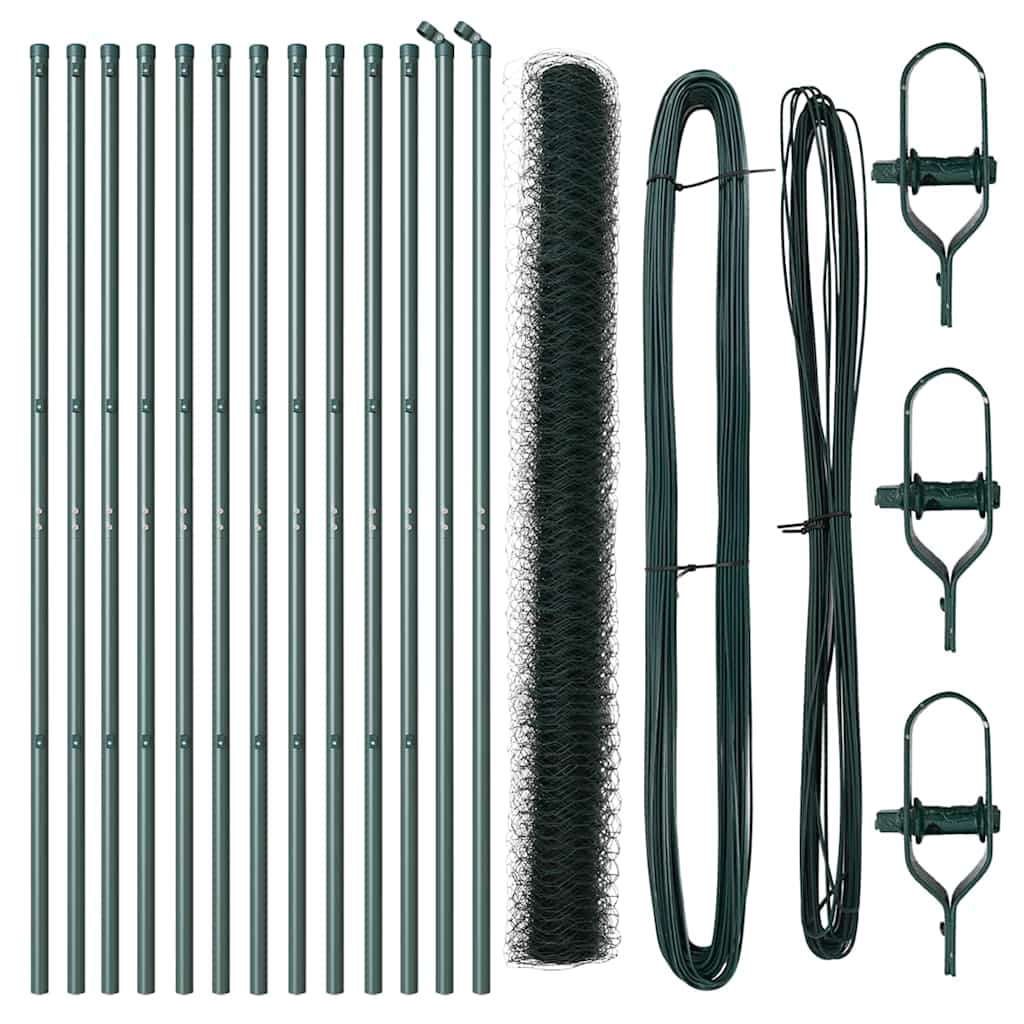 Poste para valla Vidaxl verde 25 x 1,6 m (malla 36 mm) acero y PVC