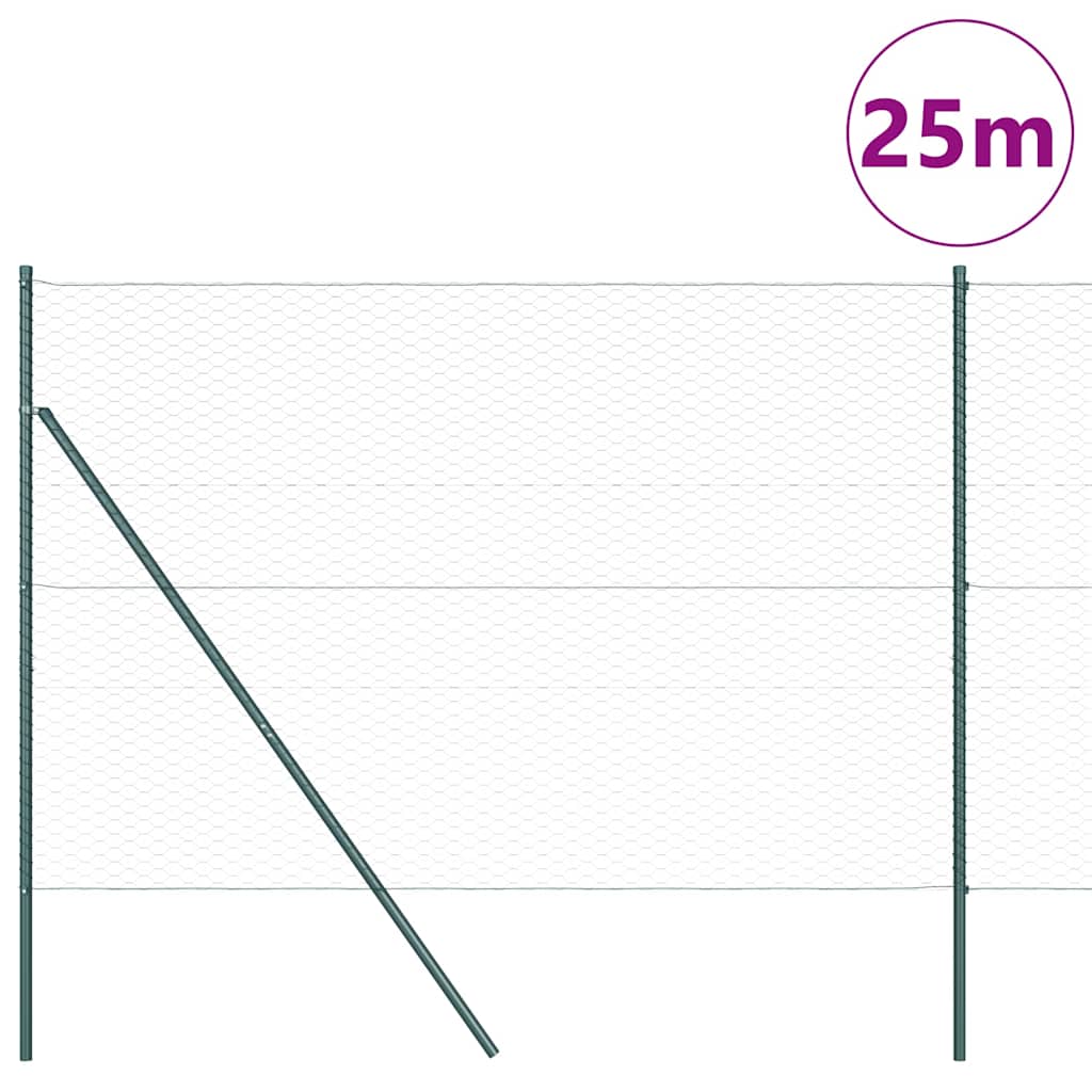 Poste para valla Vidaxl verde 25 x 1,6 m (malla 36 mm) acero y PVC