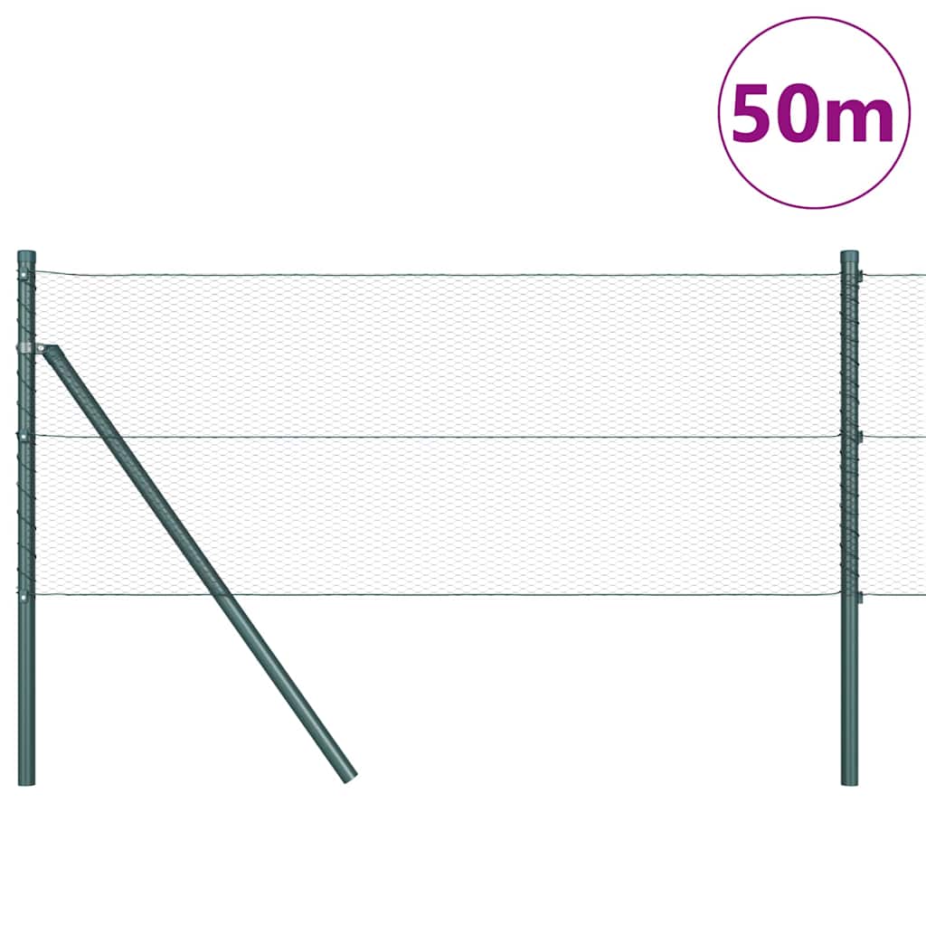 Poste para valla Vidaxl verde 50 x 0,4 m (malla 13 mm) acero y PVC