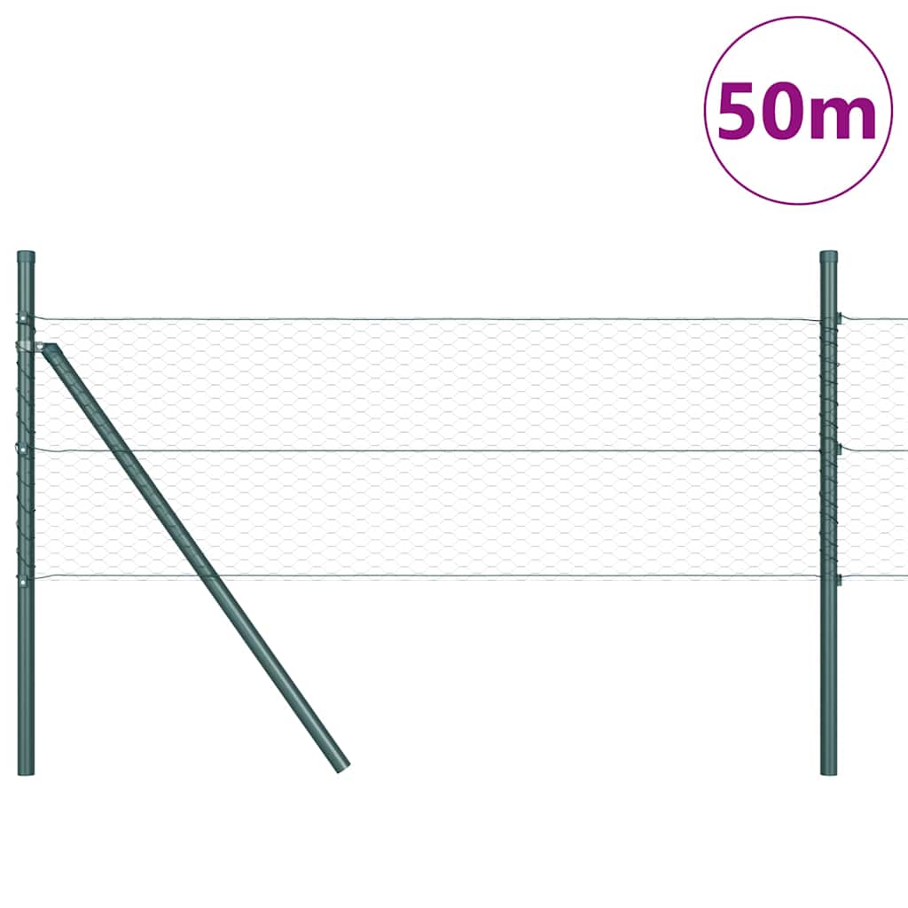 Poste para valla Vidaxl verde 50 x 0,4 m (malla 25 mm) acero y PVC