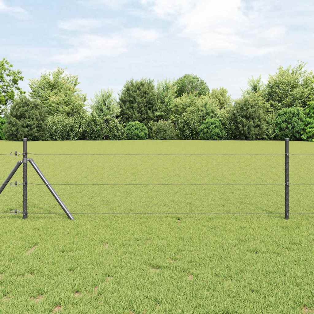 Poste para valla Vidaxl gris 10 x 0,4 m (malla 50 mm) acero y PVC