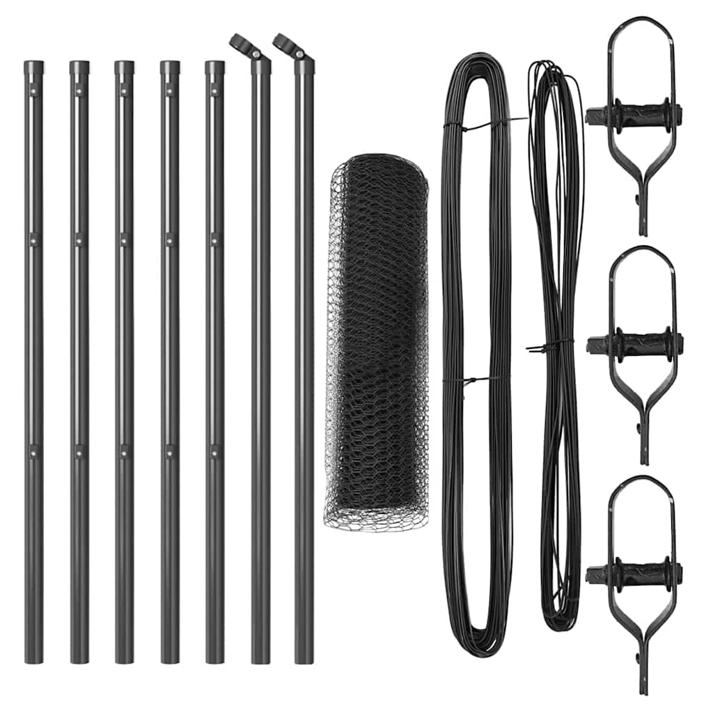 Vidaxl afrasteringspaal grijs 10 x 0,5 m (13 mm gaas) staal en pvc