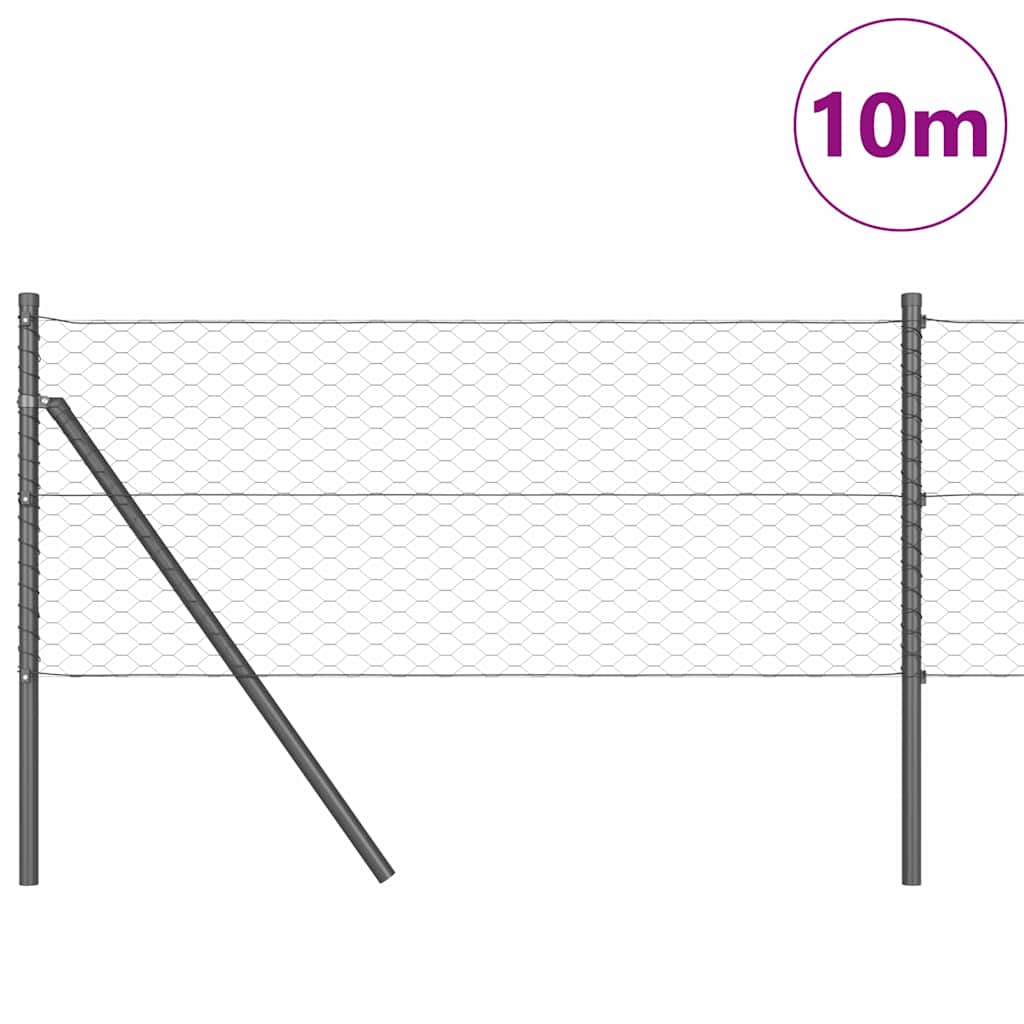 Paletto per recinzione Vidaxl grigio 10 x 0,6 m (maglia 36 mm) in acciaio e PVC