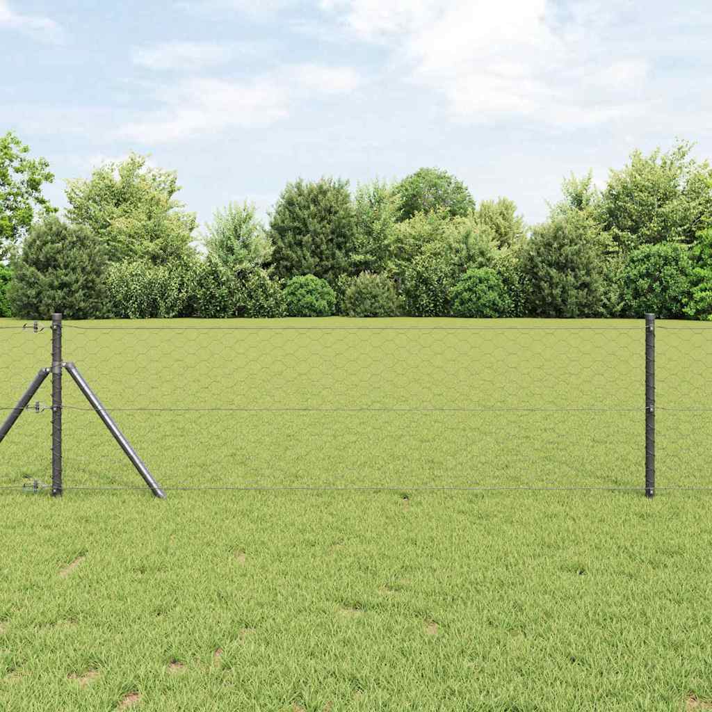 Poste para valla Vidaxl gris 10 x 0,6 m (malla 50 mm) acero y PVC