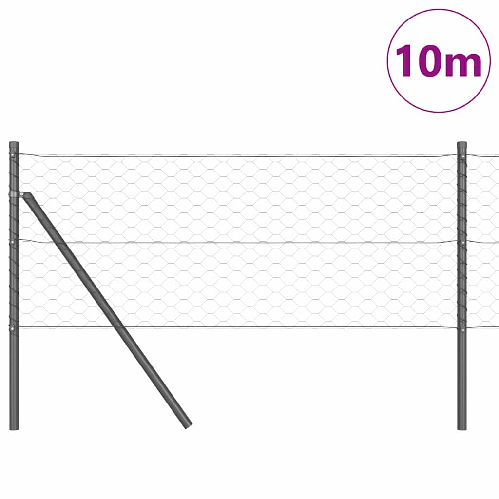 Vidaxl afrasteringspaal grijs 10 x 0,6 m (50 mm gaas) staal en pvc