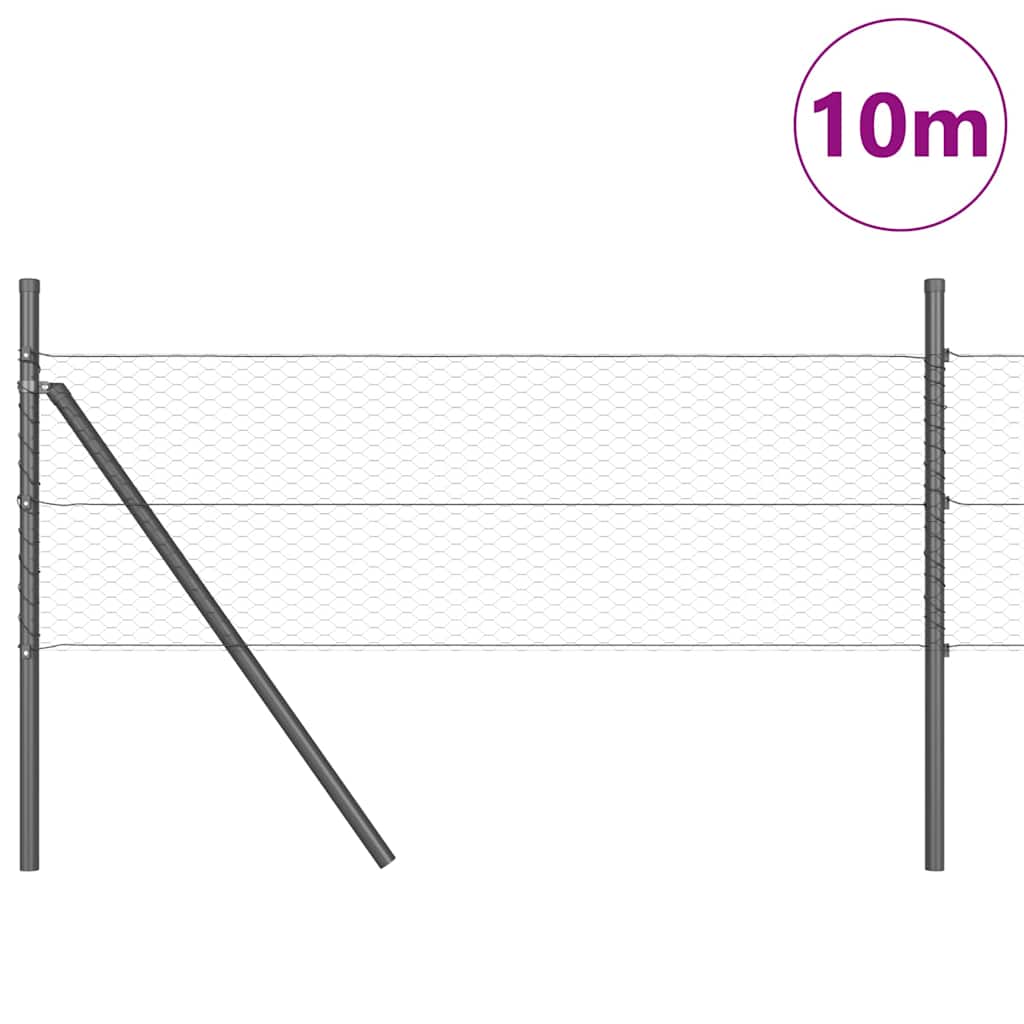 Vidaxl afrasteringspaal grijs 10 x 0,8 m (25 mm gaas) staal en pvc